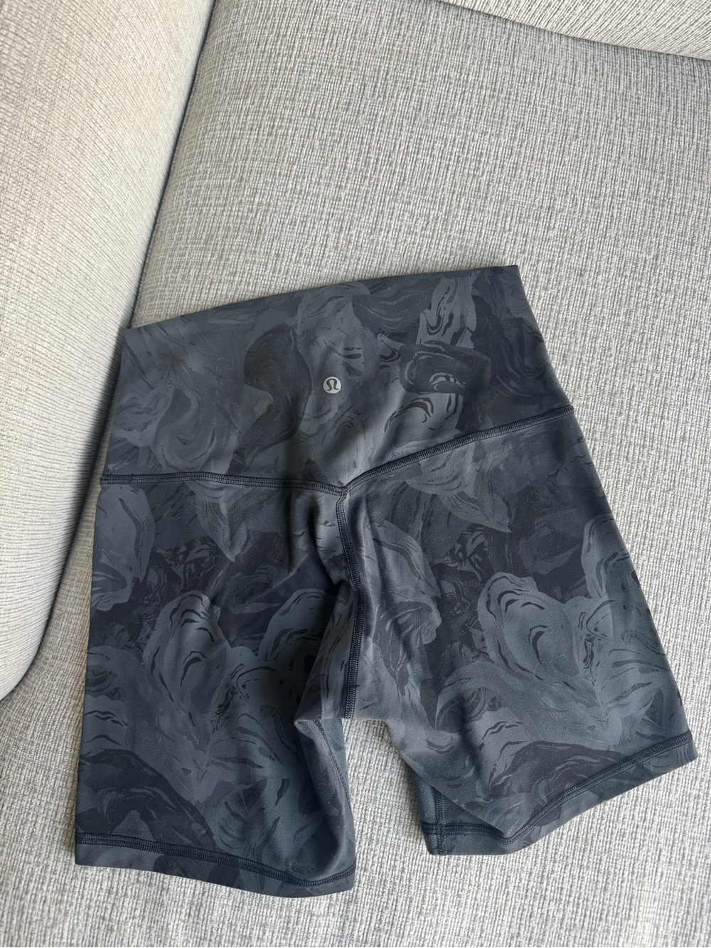 lululemon athletica Black Marble-Print Athletic Bike Shorts